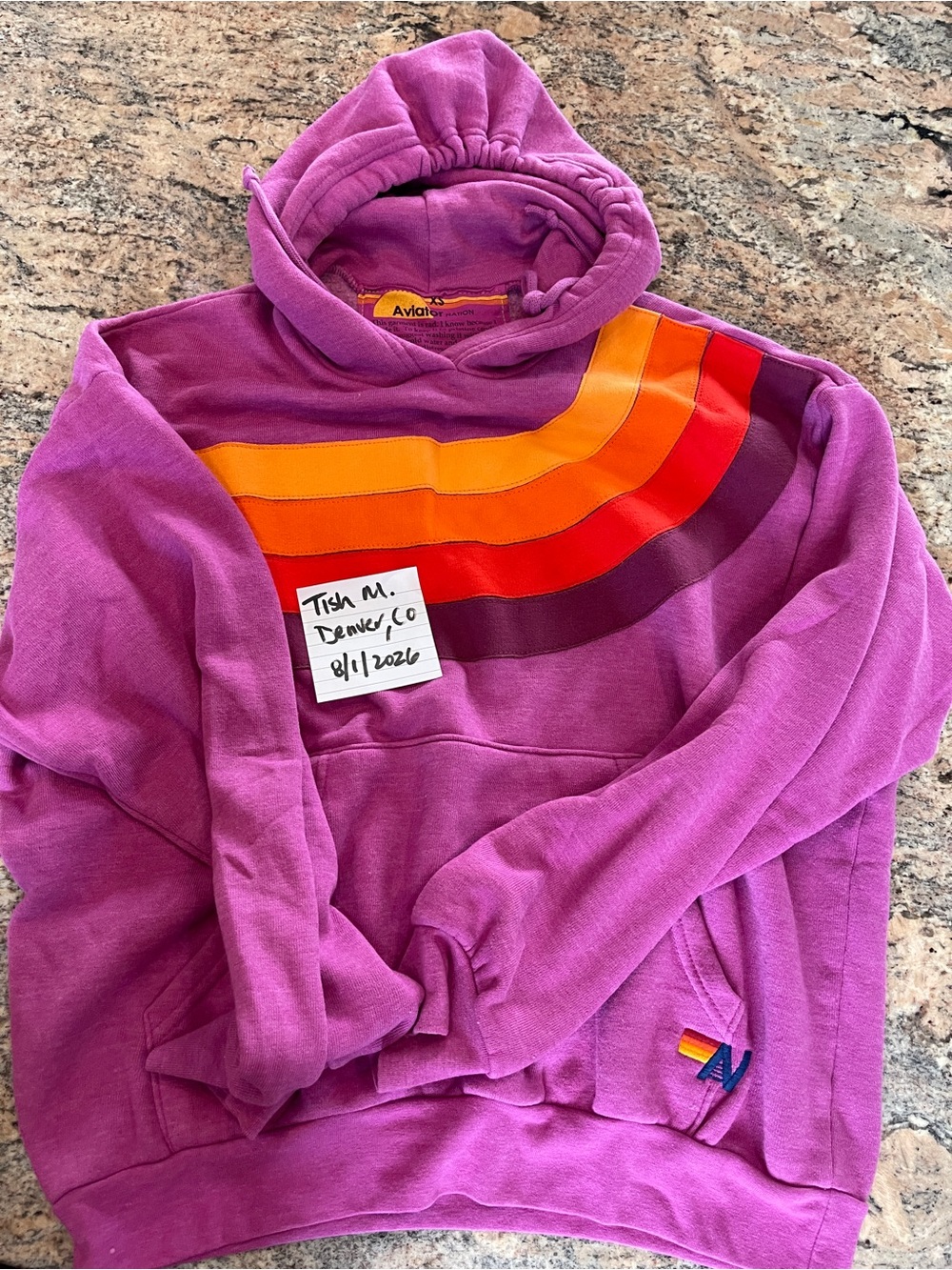 Aviator Nation Magenta Wave Hoodie( Sunset Stripes)